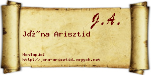 Jóna Arisztid névjegykártya